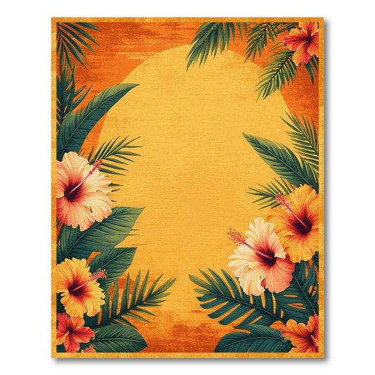 Yellow Hibiscus Sunset Area Rug