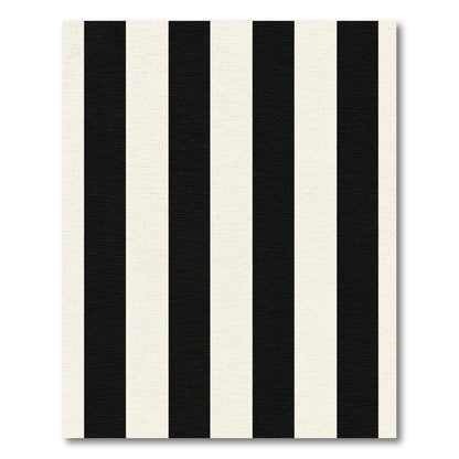 Bold Black Cream Striped Rug