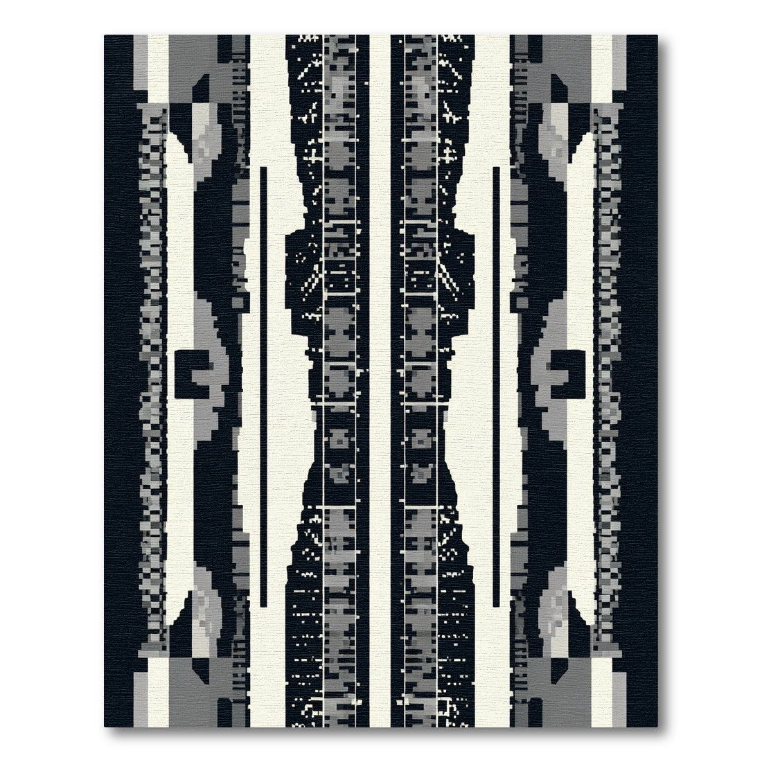 Monochrome Pixelated Column Rug