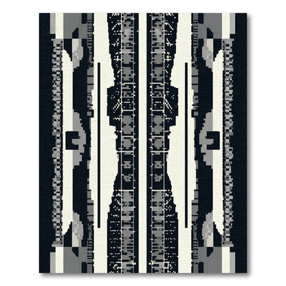 Monochrome Pixelated Column Rug