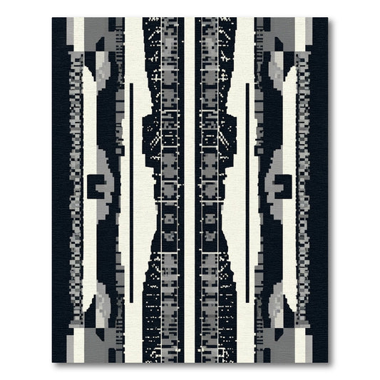 Monochrome Pixelated Column Rug