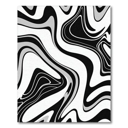 Black Gray Fluid Wave Rug