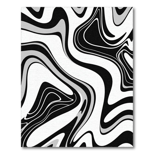 Black Gray Fluid Wave Rug