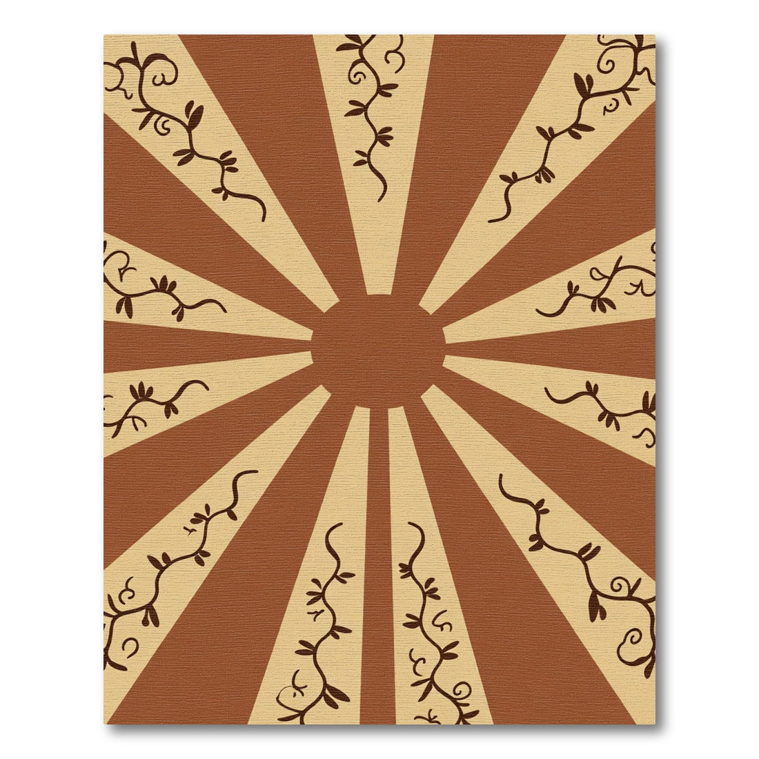Earthy Brown Sunburst Vine Rug