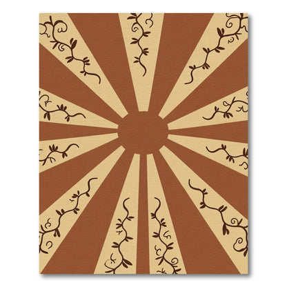 Earthy Brown Sunburst Vine Rug