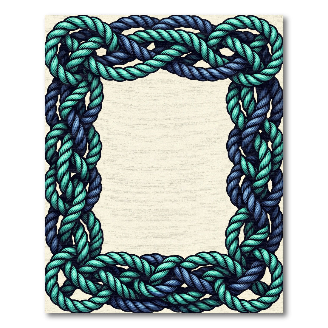 Blue Teal Twisted Rope Border Rug