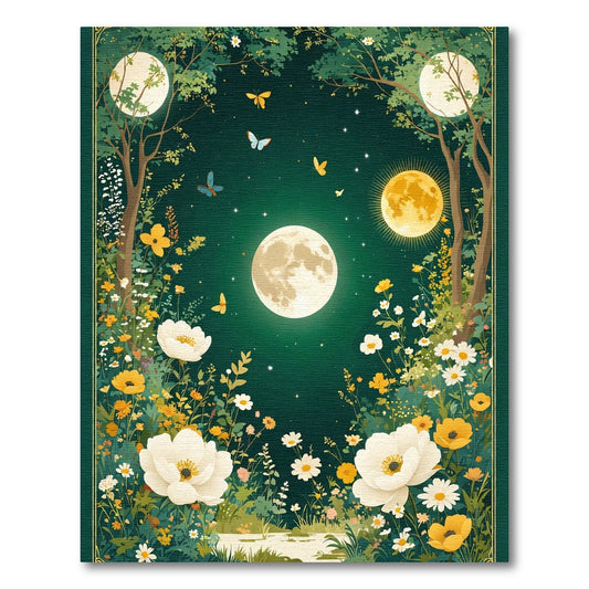 Enchanted Moonlit Garden Floral Butterflies Rug