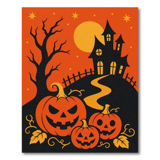 Halloween Pumpkin Haunted House Area Rug