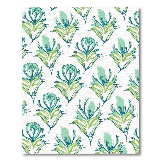 Teal Green Leafy Abstract Repeats Rug