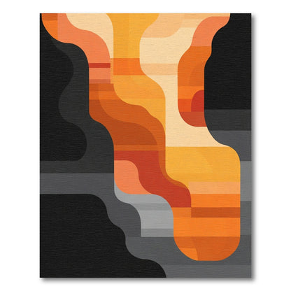 Bold Orange Abstract Flow Rug
