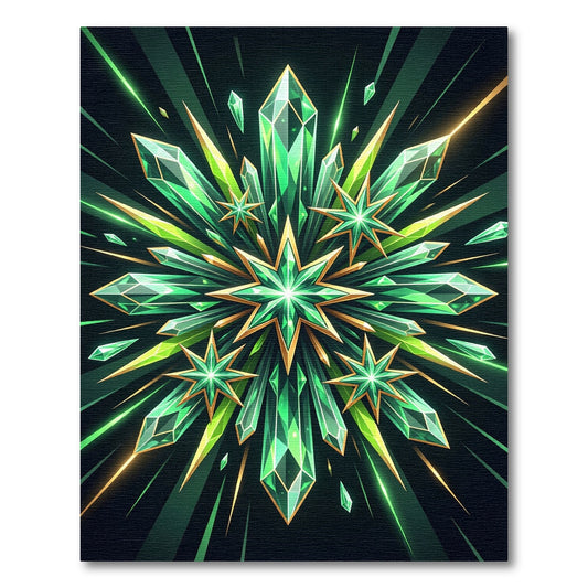 Radiant Emerald Crystal Explosion Rug