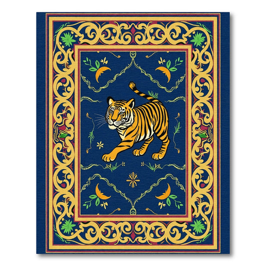 Majestic Tiger Blue Golden Floral Rug