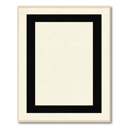 Cream Black Border Geometric Rug