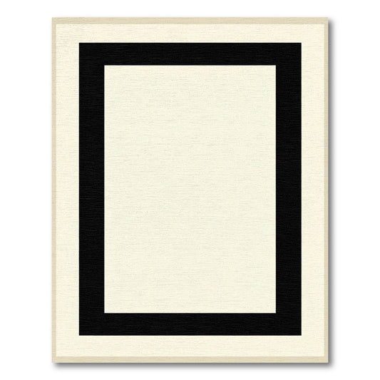 Cream Black Border Geometric Rug