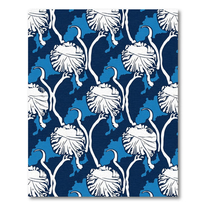 Deep Blue White Floral Vine Rug