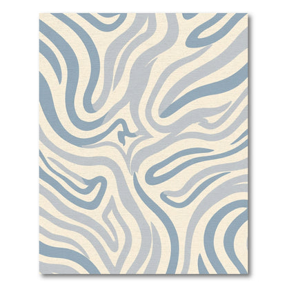 Pale Blue Abstract Swirl Stripes Rug