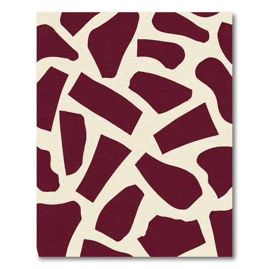 Deep Red Irregular Abstract Forms Rug