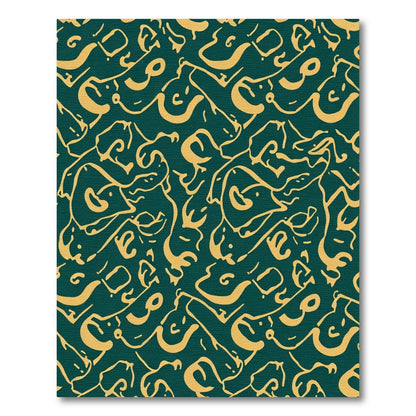 Gold Swirls Teal Abstract Rug