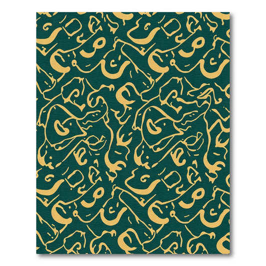 Gold Swirls Teal Abstract Rug