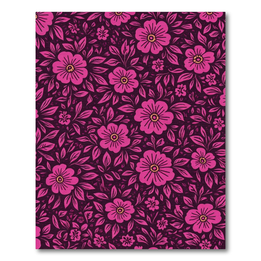 Vibrant Pink Floral Inky Garden Rug