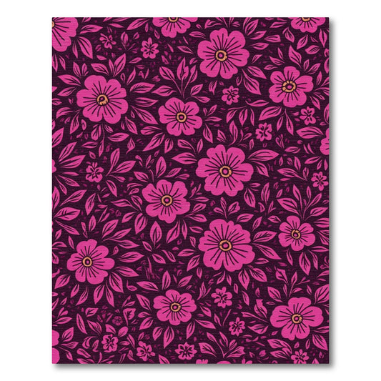 Vibrant Pink Floral Inky Garden Rug