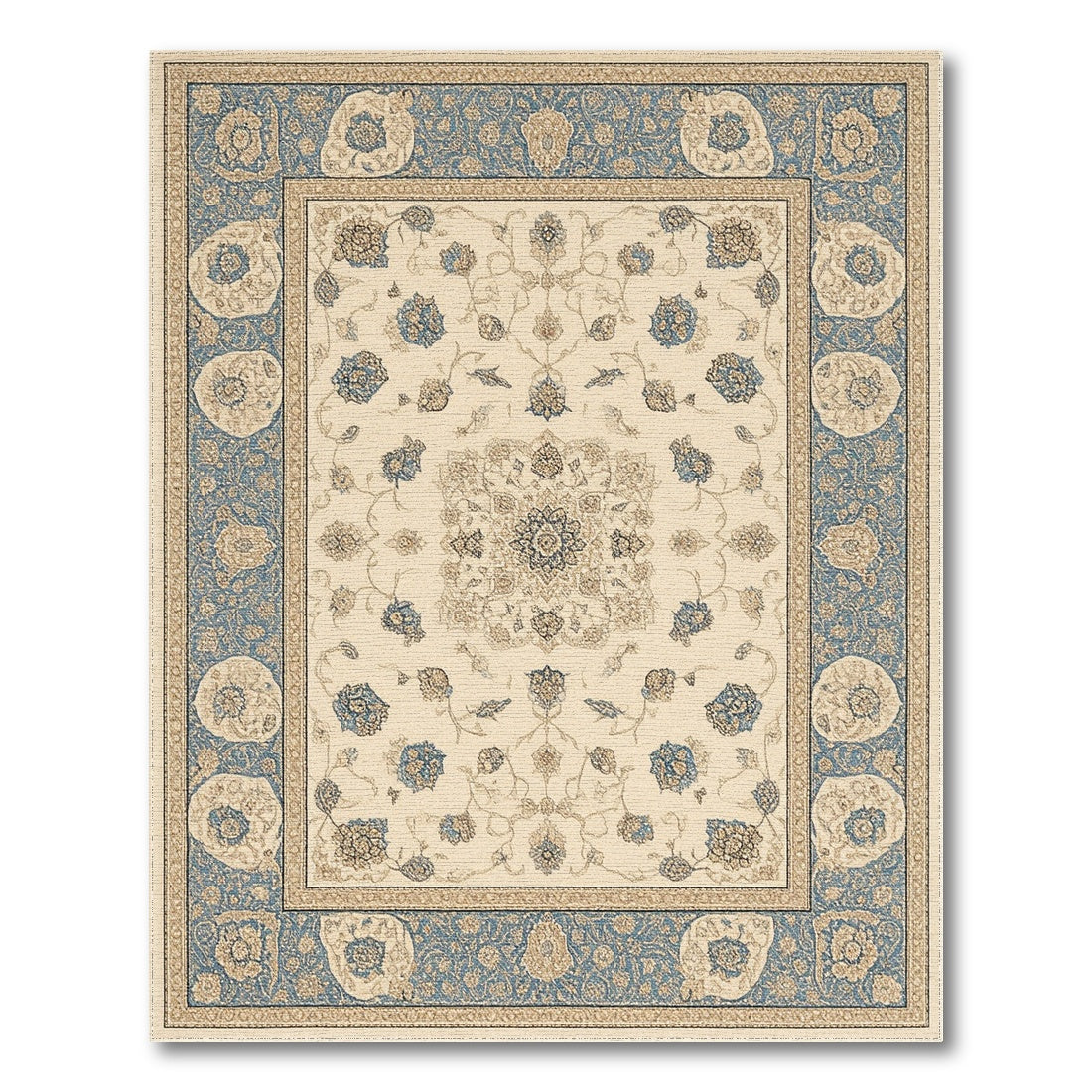 Blue and Teal Traditional Persian Blue Floral Persian Area Rug
