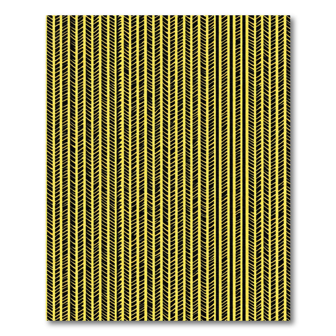 Yellow Black Vertical Herringbone Stripes Rug