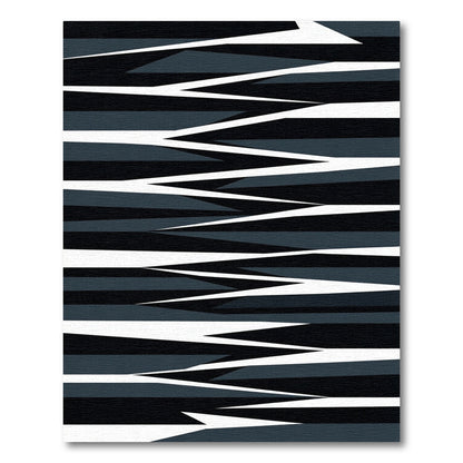Dark Geometric Jagged Stripe Rug