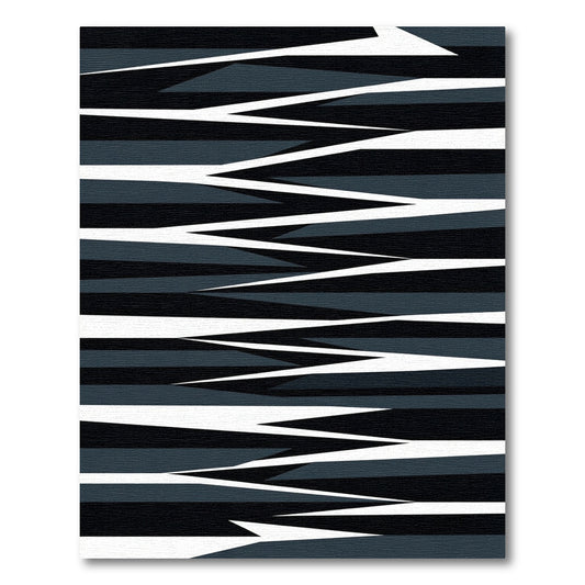 Dark Geometric Jagged Stripe Rug