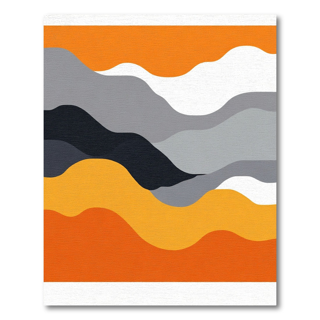 Orange Gray Abstract Wave Rug