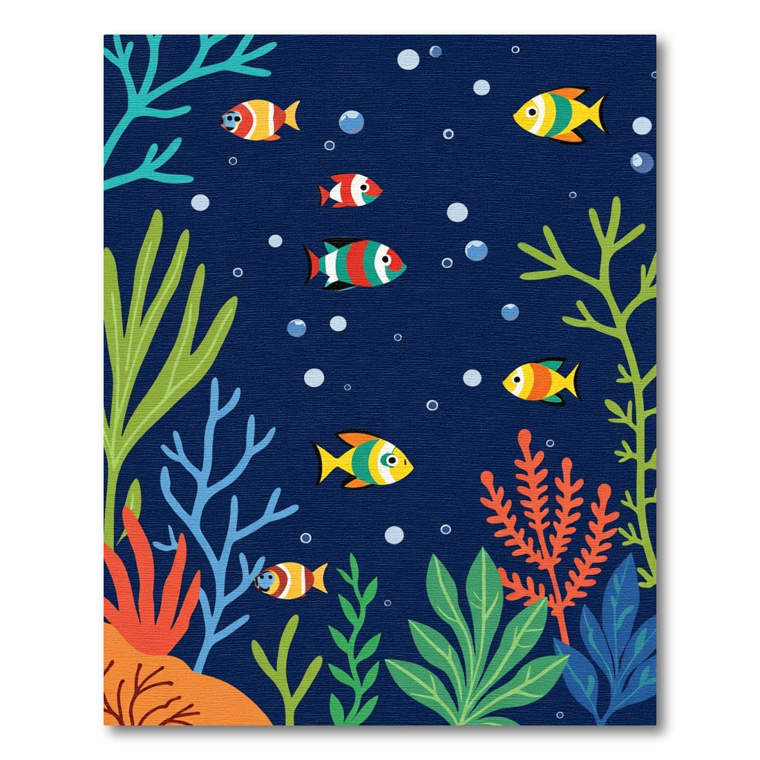 Colorful Coral Reef Fish School Rug