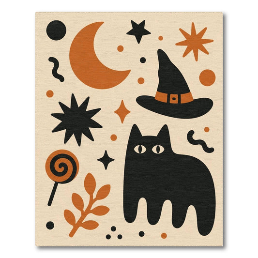 Black Cat Witch Hat Kids Halloween Area Rug