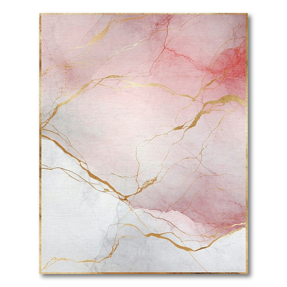 Abstract Area Pink Marble Gold Vein Abstract Area Rug
