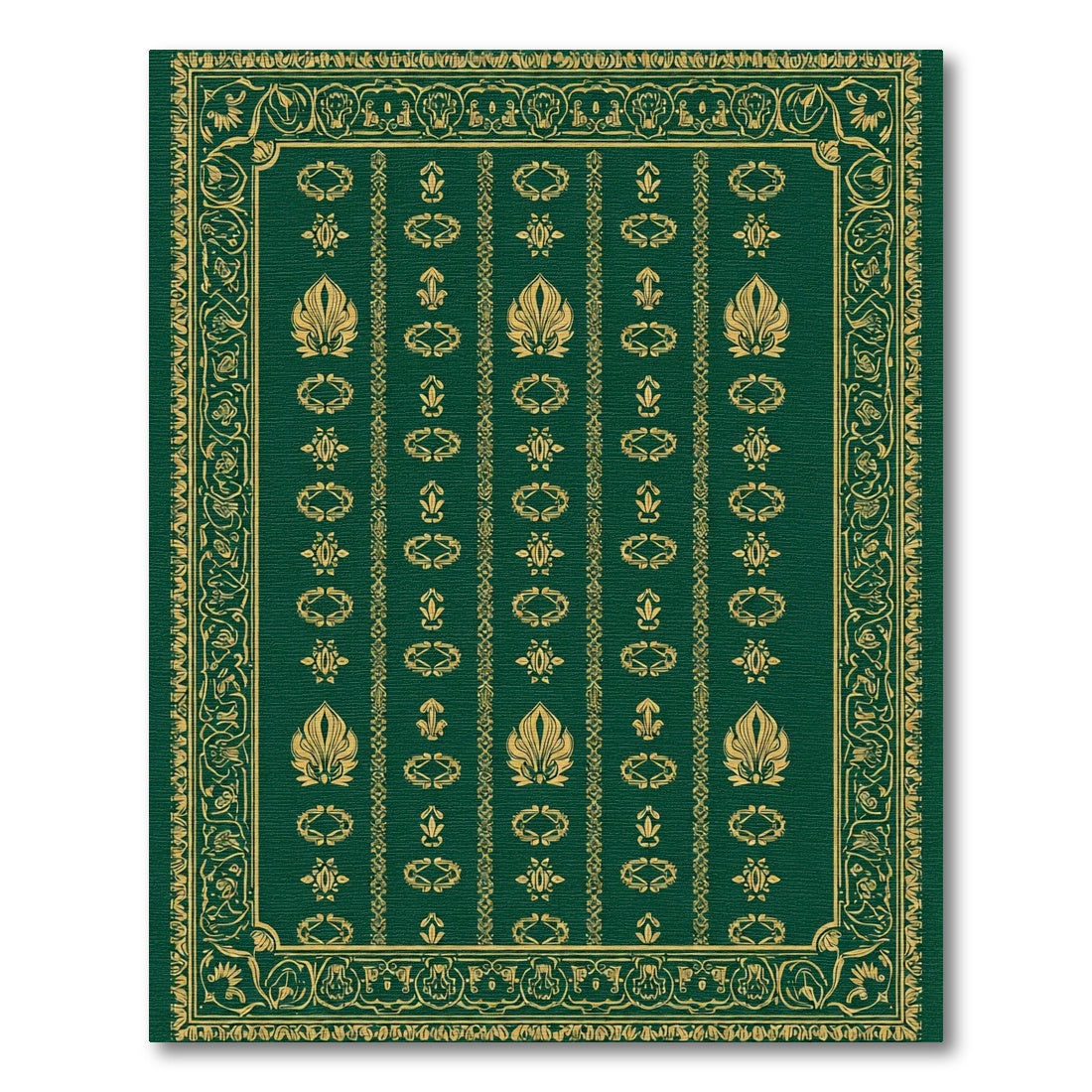 Emerald Gold Ornate Medallion Border Rug