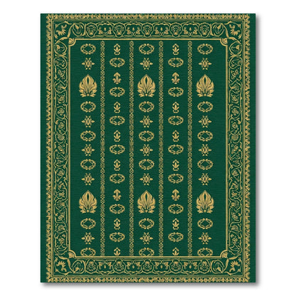 Emerald Gold Ornate Medallion Border Rug
