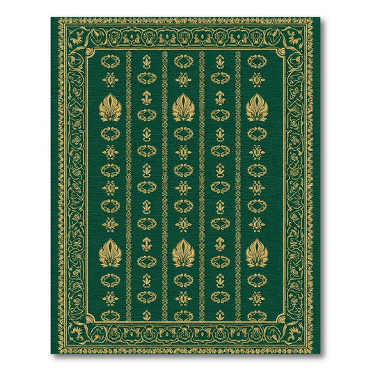 Emerald Gold Ornate Medallion Border Rug