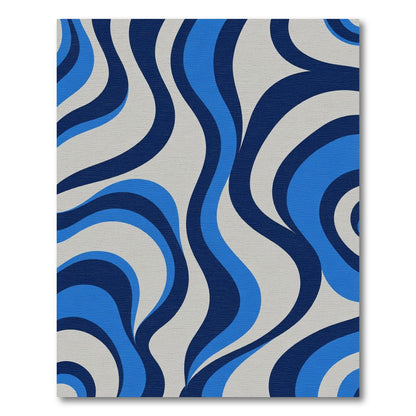 Retro Blue Swirl Wave Rug
