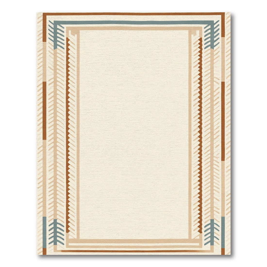 Earthy Geometric Lined Border Rug