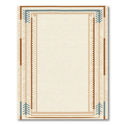 Earthy Geometric Lined Border Rug