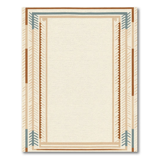 Earthy Geometric Lined Border Rug
