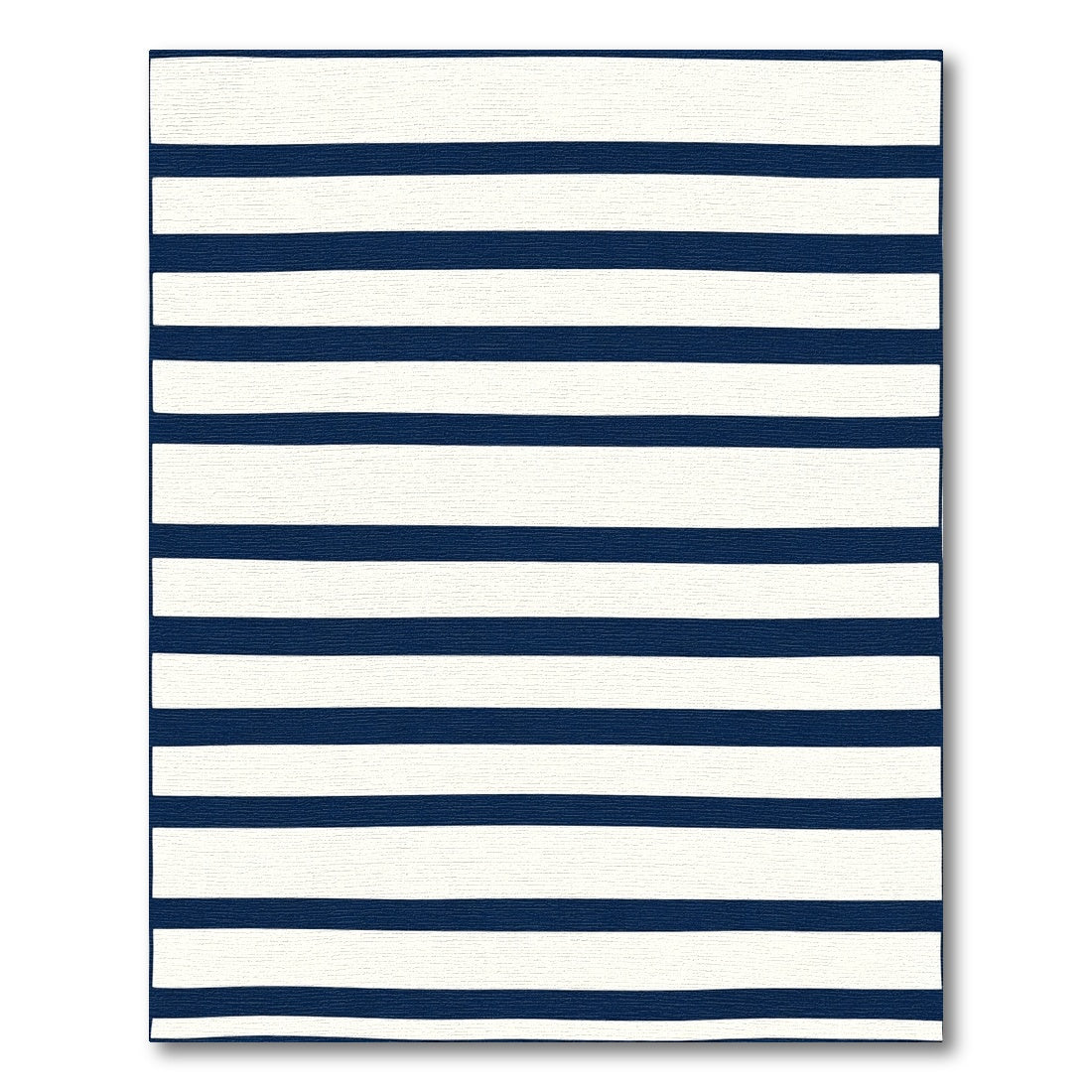 Deep Blue Cream Horizontal Lines Rug