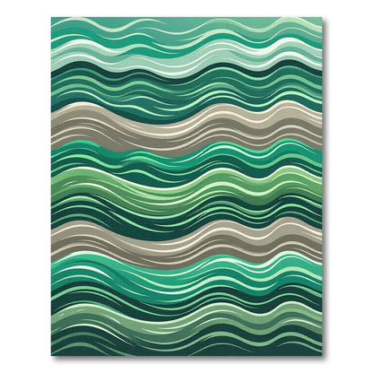 Deep Green Wavy River Abstract Rug