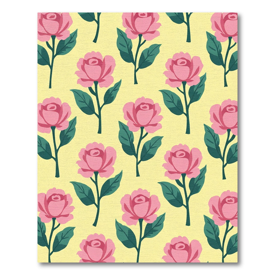 Pink Rose Garden Yellow Background Rug