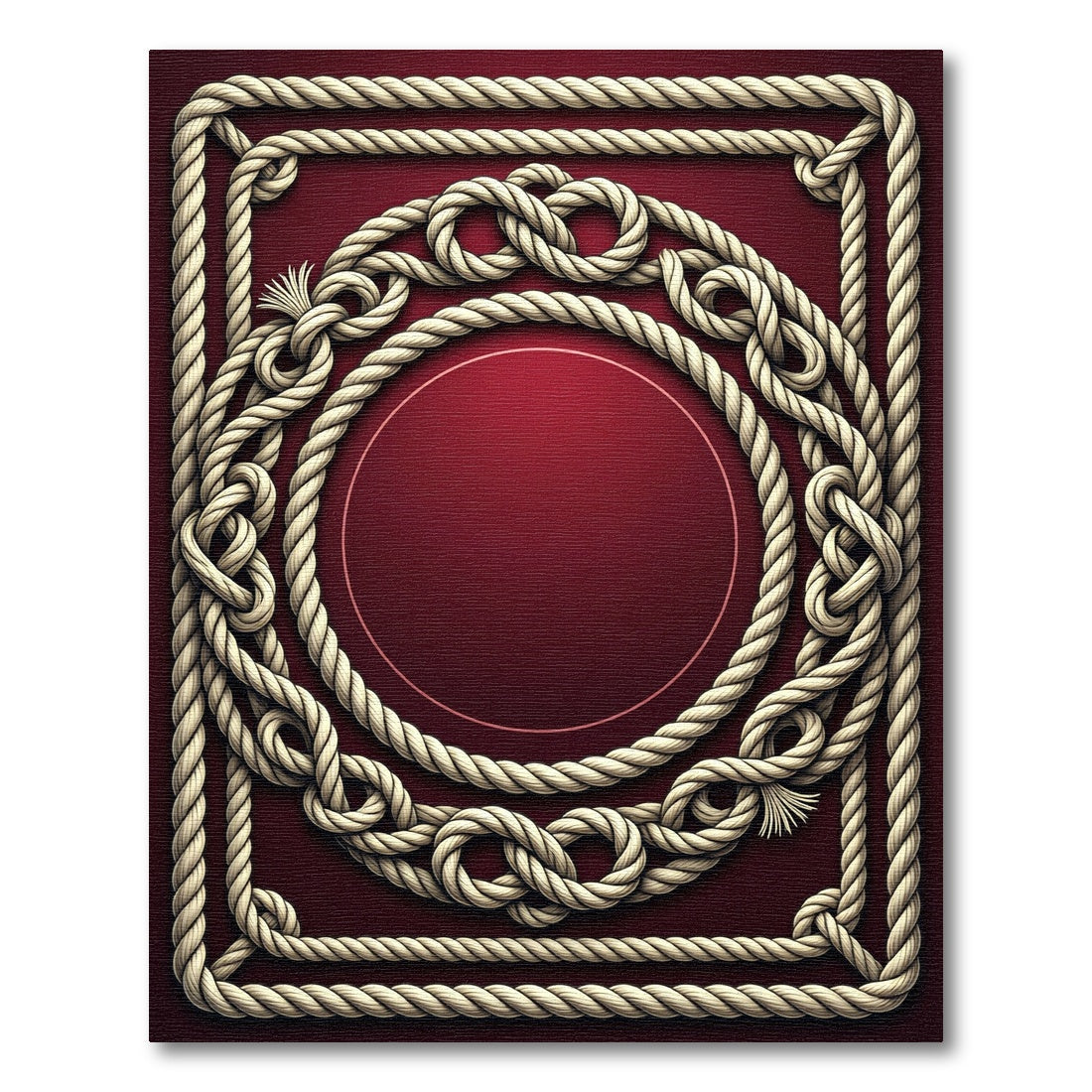 Crimson Nautical Rope Border Rug