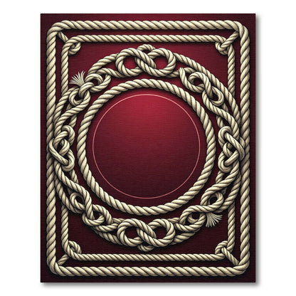 Crimson Nautical Rope Border Rug