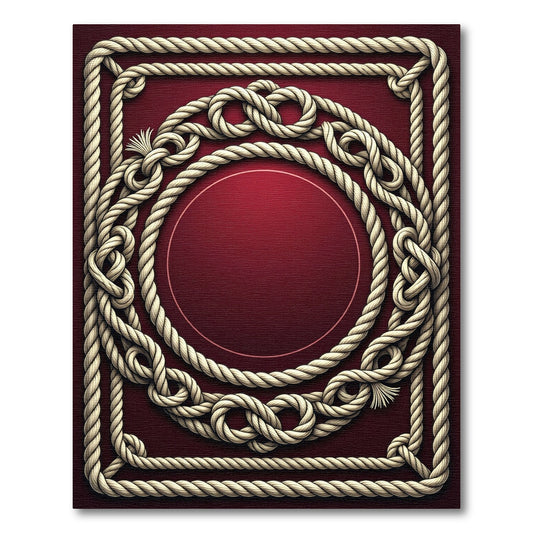 Crimson Nautical Rope Border Rug