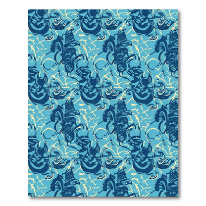 Dynamic Blue Swirl Organic Abstract Rug