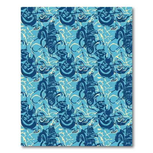 Dynamic Blue Swirl Organic Abstract Rug