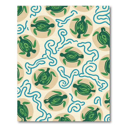 Green Turtle Waves Cream Rug