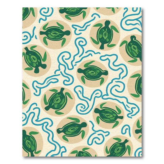 Green Turtle Waves Cream Rug